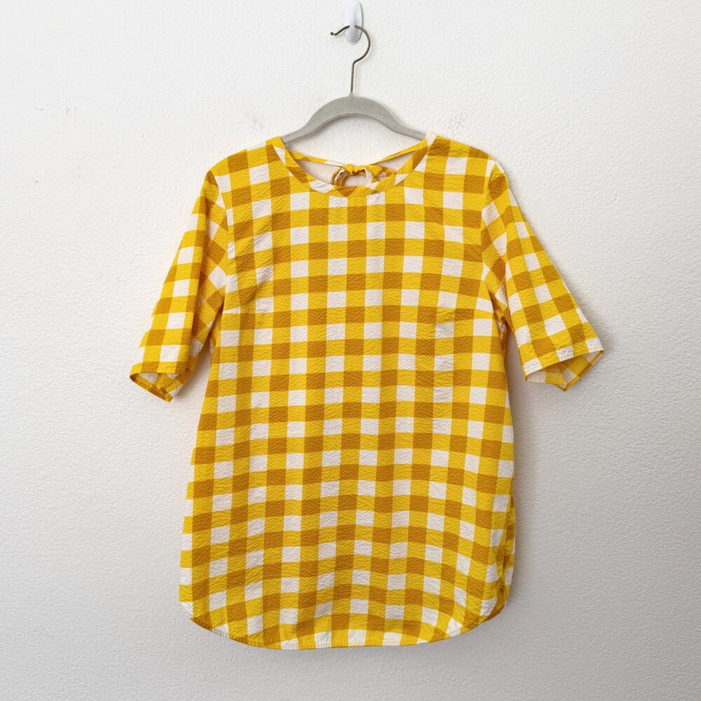 COS Yellow and White Gingham Short-Sleeve Blouse